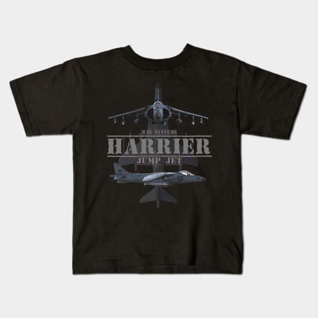 harrier jump jet Kids T-Shirt by Dingo Digital